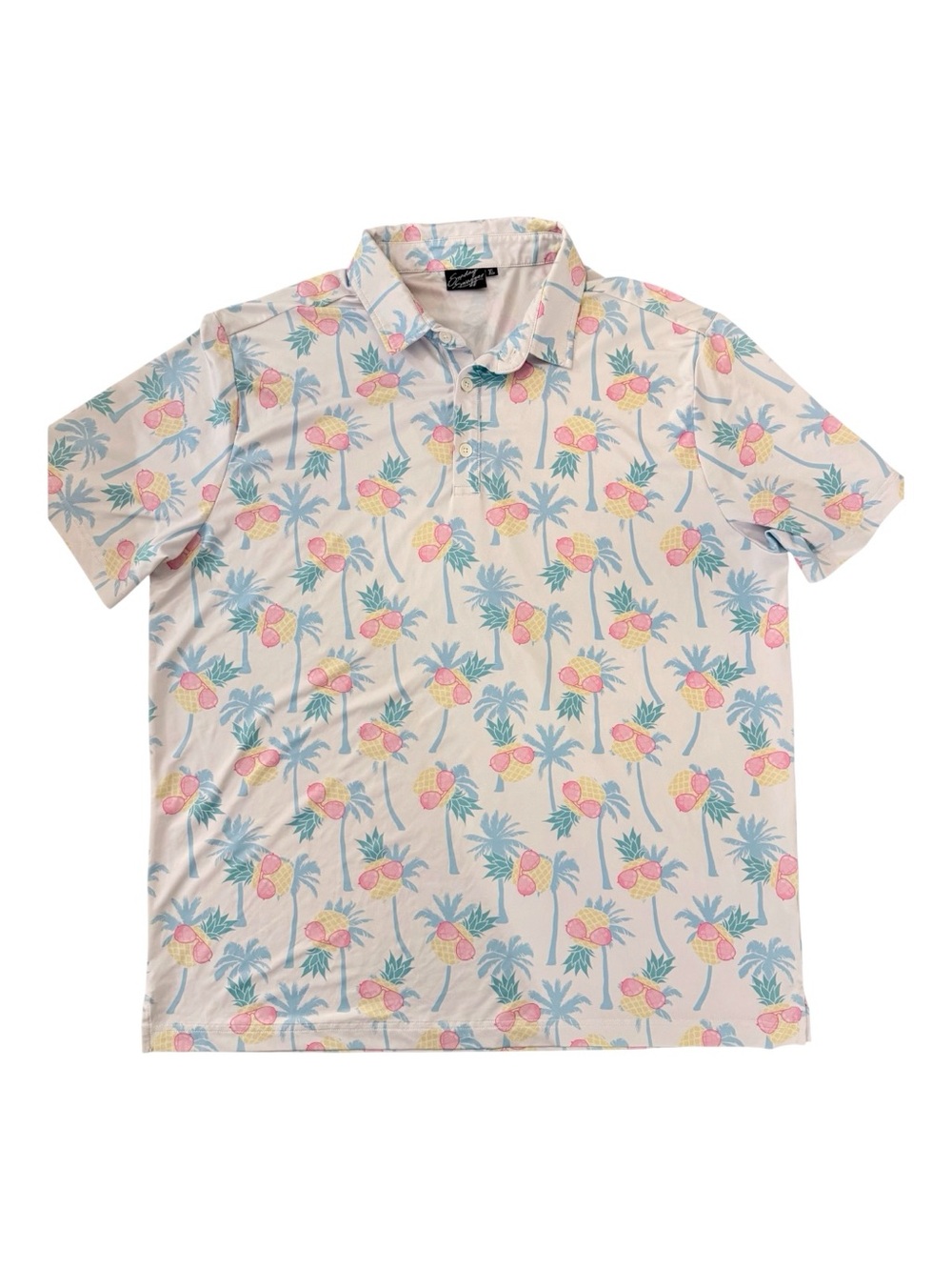 Sunday Swagger “The Shady” Golf Polo Short Sleeve Pineapple Sunglasses Mens XL